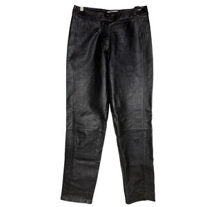 Low/Mid Rise Bagatelle Black Leather Straight Leg Pants Women's Size 4 Vtg Y2k‎